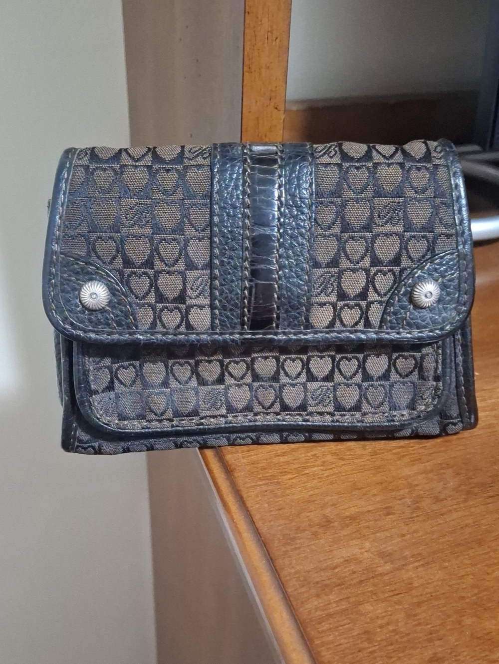 Brighton Brown and Black Mini Crossbody with Patterned Jacquard Fabric